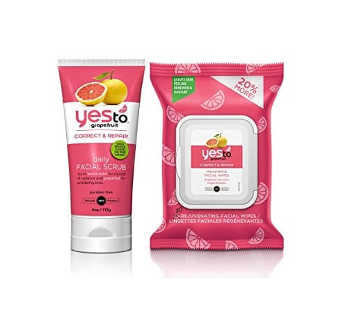 Yes to Grapefruit Scrub & Grapefruit Wipes Bundle with Grapefruit and Sunflower Extract, 4 fl. oz and 25 count