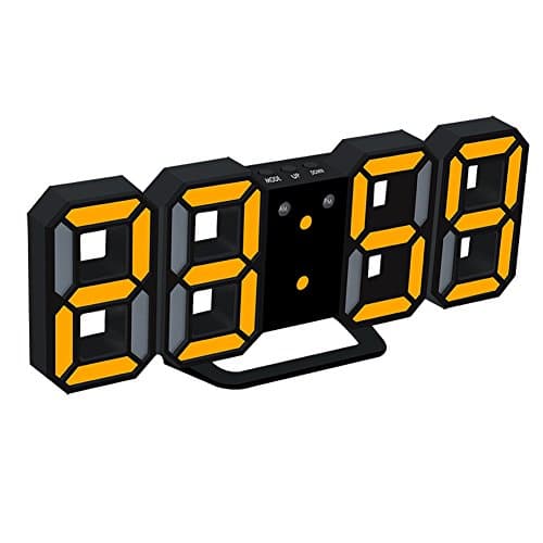 EAAGD Electronic LED Digital Alarm Clock [Upgrade Version], Clock Can Adjust The LED Brightness Automatically in Night (Black/Orange)