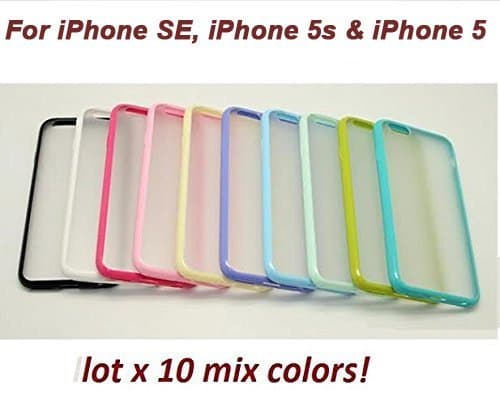 10 Pack Mixed color Ultra Thin Skin Bumper Case with protective Clear Hard Mate Back Panel by Meyako (iPhone SE, iPhone 5s, iPhone 5)