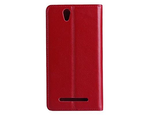 HYAIT SONY C3 Premium Luxury Handmade Executive Flip Litchi Patterns Leather Case Cover For XPERIA C3 - RED