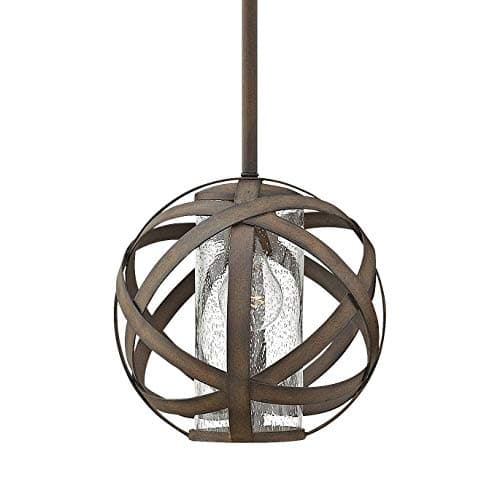 Hinkley Carson Small Globe Pendant Light - Open Air Collection, 1-Light, Clear Seedy Glass - Vintage Iron Finish