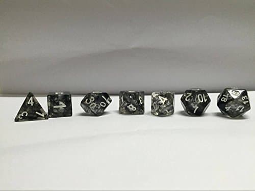 Polyhedral 7-Die Critical Role Dice Set - Nebula Elemental Darkness - Black with White Numbers by Critical Role