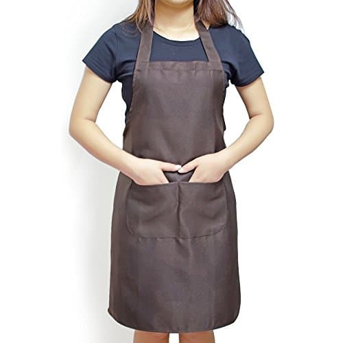 Elimit Professional Bib Apron 2 Piece Kitchen Cooking Craft Baking Apron With Front Pocket (2, Brown)