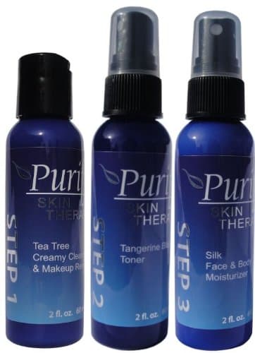 100% Natural & Organic 3 Step Pack with Organic Tea Tree Creamy Cleanser, Tangerine Blast Toner, & 100% Natural Silk Face Moisturizer SAVE 10% on PACKS!