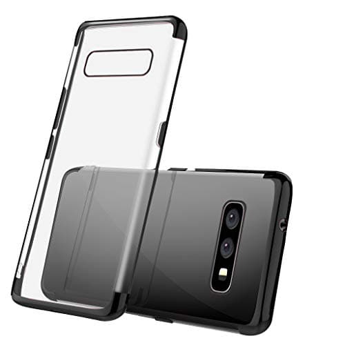 Galaxy S10E 10E Clear Protective Case for Samsung S-10E SamsungS10E Samsung10E Phone Cover,Ultra Soft Slim Thin Silicone TPU with Black Chrome Bumper,Anti-Shock,Anti Scratch,Transparent Crystal Back