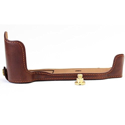 Dengpin PU Leather Half Camera Case Bag Cover Base for Nikon D500 (Coffee)