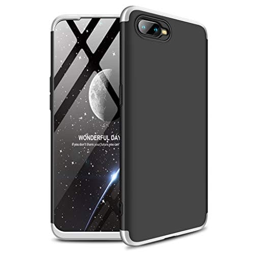 Oppo K1 Case, Ultra-Thin 360 Full Protection Case [Rugged Armor] Bumper PC Phone Cases Shockproof Protective Cover for Oppo K1 (Black-Silver)