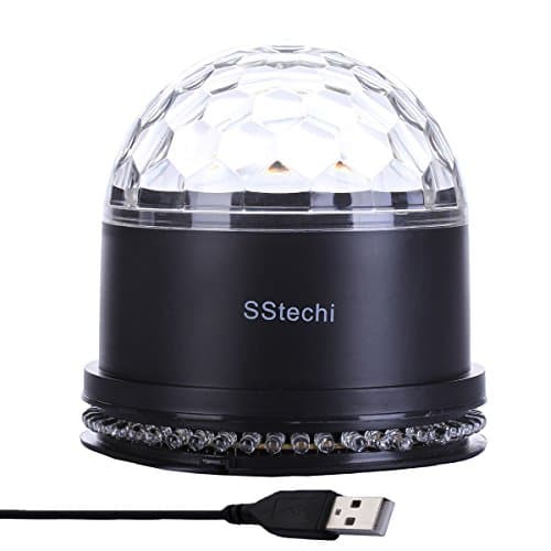 USB Disco Lights,SStechi Muliti Color Changes Sound Actived Auto RGB Mini Rotating Magic Disco Ball USB Strobe Stage Lights For DJ Dancing Show Concert Xmas Halloween (Black)