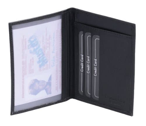 Avanco Men's Leather ID Card Holder 4.7 x 3.5 x 0.2 inch Black