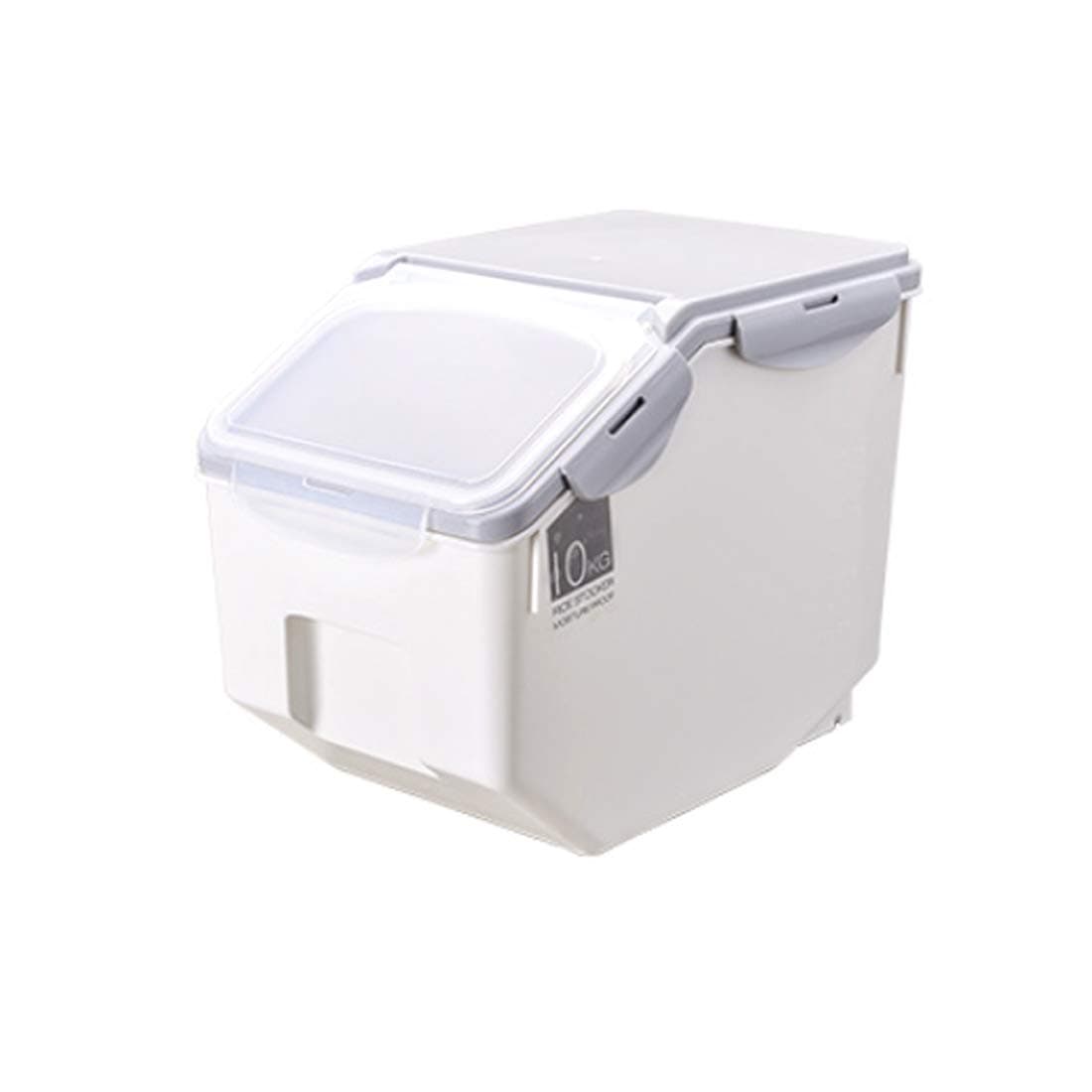 WOLFBUSH Rice Storage Container Plastic Kitchen Rice Box Sealed Cereal Grain Organizer with Wheels for Kitchen (22lb / 50 cup)