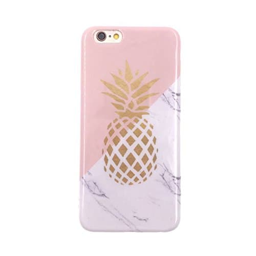 iPhone 6 Case,LACK Shiny Gold Pineapple Teal Marble Design,Clear Bumper Matte TPU Soft Rubber Silicone Cover Phone Case for Apple iPhone 6/6S 4.7'' [Pineapple Marble ]