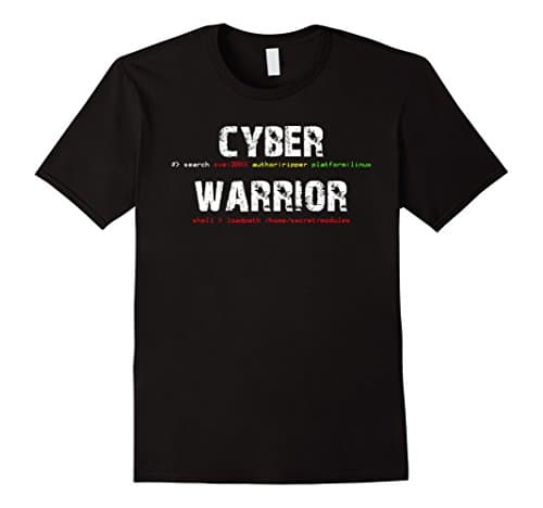 Men's Cyber Warrior Ethical Hacker Command Line T-Shirt Large Black