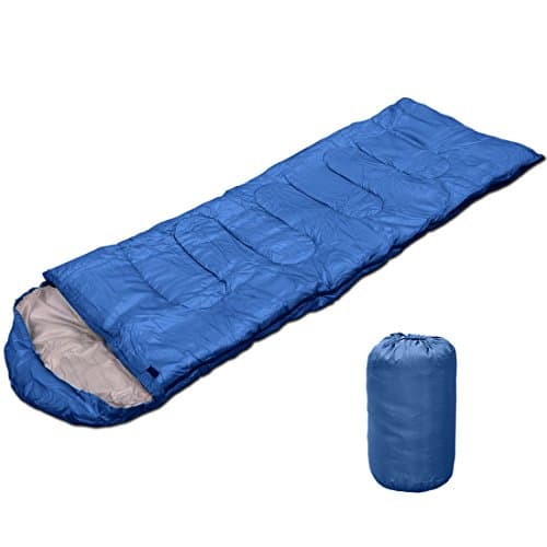 SunnyRoyal Sleeping Bag Envelop Lightweight Portable Waterproof with Compression Sack For Kids adults Traveling Camping Hiking 2.09lbs/4.19lbs Great For 4 Season (Navy, 2.09lbs)