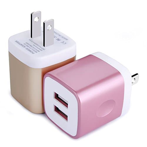 USB Wall Charger, Charging Block, HUHUTA 2 Pack 2.1A/5V Dual Port USB Charger Brick Plug Cube Base for iPhone X/8/7/6 Plus 5, Samsung Galaxy S9/S8/S7/S6, S8 Plus, Moto, HTC, Huawei, LG