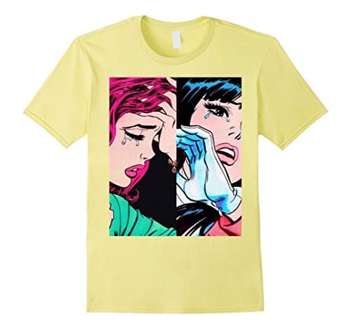 Mens Pop art double crying vixen   Small Lemon