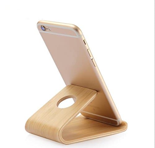 Sajanic Protable Bamboo Cell Phone Holder,Put on Table Desk Also be a Elegant Artwork,Release your hands Pack of 1