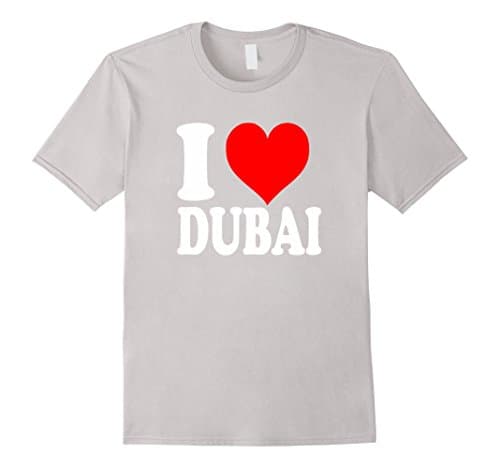Men's I Love Dubai Tshirt Large Silver