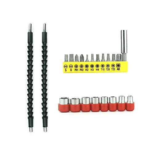 Asayu 2 Pcs 295mm Flexible Extension Screwdriver Drill Bit &amp; Screwdriver Sleeve Kit &amp; Screwdriver Head Set
