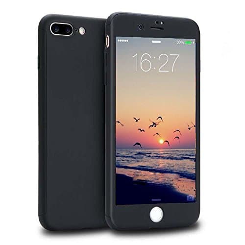iPhone 7 Plus Case, Aswo Full Body Protection [Non-Slip] [Dual Layer] Matte Surface Hard Thin Grip Case With Tempered Glass Screen Protector For iPhone 7 Plus(Black)