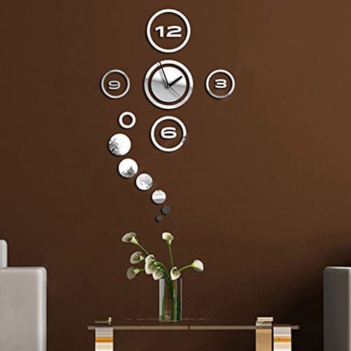 METRO GLOBAL 3D DIY Large Designer Unique Wall Clock Sticker- Sliver