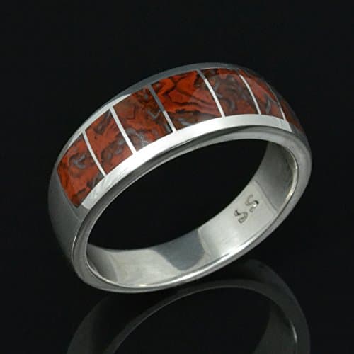 Men's Dinosaur Bone Wedding Ring in Sterling Silver