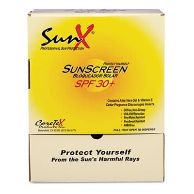 Sunx Ct91664 Spf30 Sunscreen, Single Dose Pouch, 100/Box