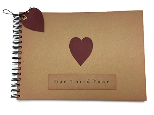 Our Third Year 3rd Year Leather Wedding Anniversary Gift Love Heart Scrapbook Album Memory Book for a Husband or Wife