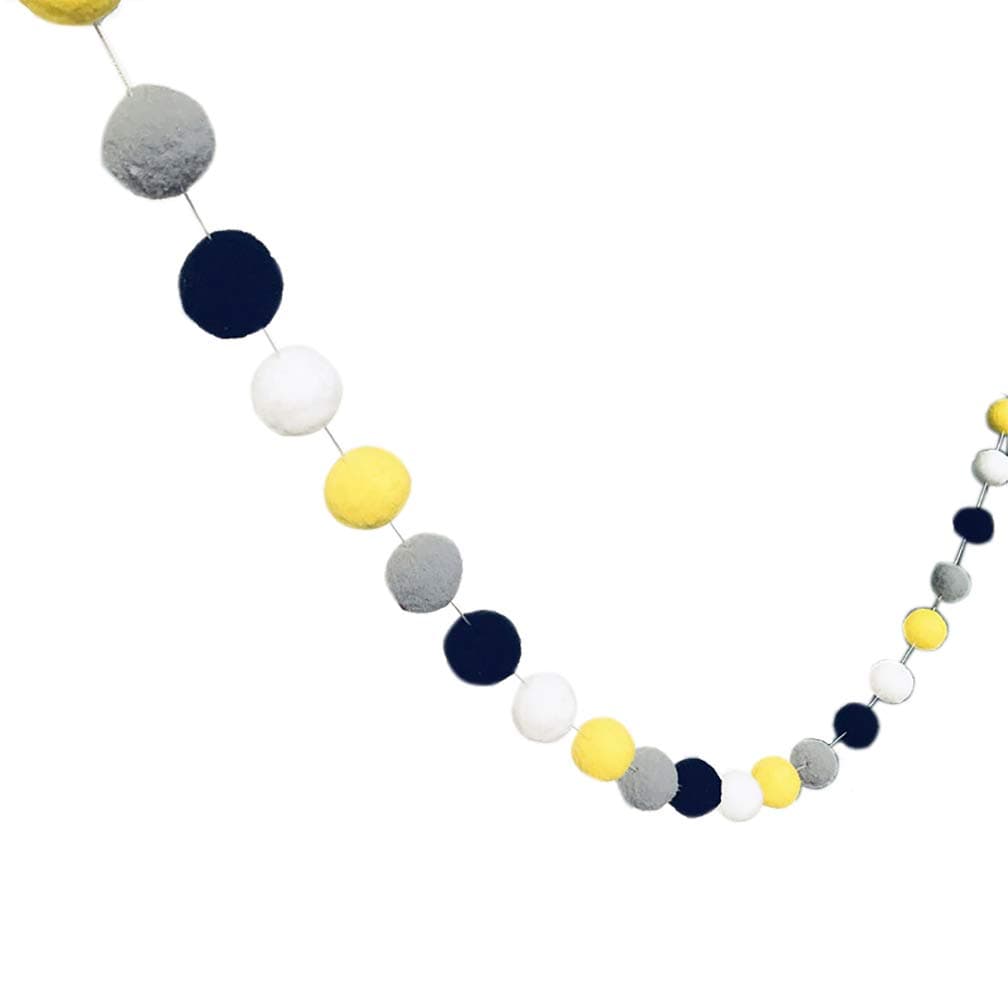 8.2 Feet Assorted Yellow Black Gray White Small 1.6" Felt Ball Garland Pom Pom Balls Banner Bunting Hanging Decoration for Bumble Bee Baby Shower Birthday Graduation Grads Wedding Nursery Decor