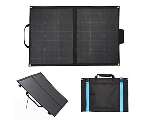 GetChance 66W 12V (ETFE) Portable Foldable Solar Panel Kit Charger with Adjustable Angle Mental Leg Support Outdoor Solar Panel Suitcase with 10A Charge Controller for Camping, RV, Caravan and Boat