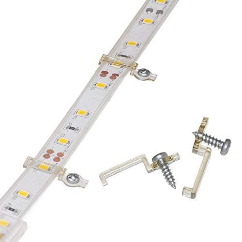 GooChan 100 Pack Strip Light Mounting Brackets,Fixing Clips,One-Side Fixing,100 Screws Included (for 12mm Wide Silicone Cover Strip Light)