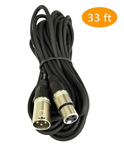 SG Studio XLR Cable 3 Pin Steoro Audio Cable Male to Female Professional Microphone Cable Stereo Core 33 ft / 10m for 48V Phantom Power Supply, Shure Devices