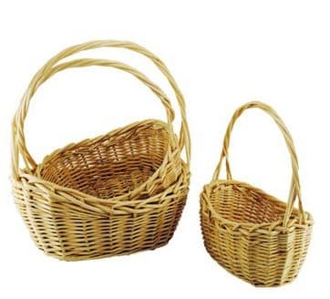 TOPOT 8set Set of 3 Bubble Boat Shape Thick Willlow Handle Basket wholesale lot