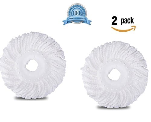360 Spin Mop Head Refill Rotating Mop Head Replacement Micro Mop Head Refill For Standard Universal Spin Mop, Anti-abrasive Microfibers Round Mop-2 Pack