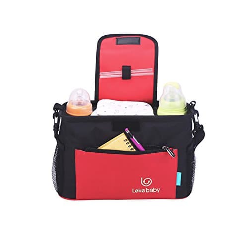 Stroller Organizer - Packable Baby Diaper Stroller Bag - Durable &amp; Inside Waterproof with Drink Cup Holder - Also Converts to Car Seat Back Organizer &amp; Shoulder Bag, Accessories and Food Storage Easy