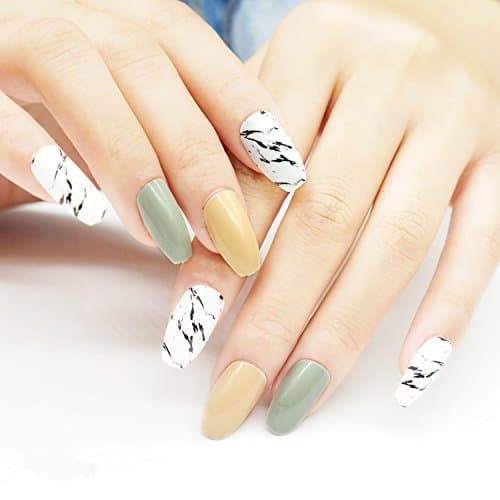 False Nails Coffin Shape 24 Pieces Ballerina False Nails With Designs