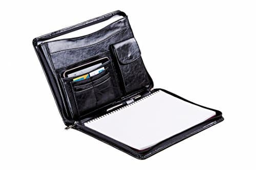 Executive Zip-Closed Organizer Padfolio with Pouch Pocket, for 11-inch Laptop and Letter Paper