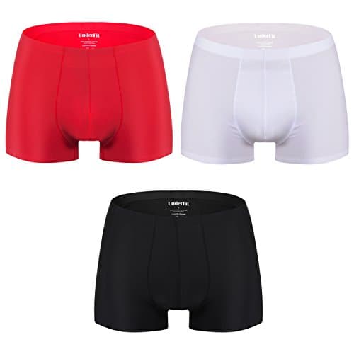 UnderFit Men's 3-Pack Stretchable Seamless Microfiber Boxer Briefs (XXL, BlackWhiteRed)