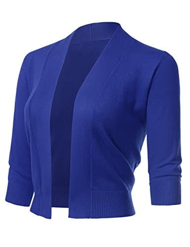ARC Studio Women's Classic 3/4 Sleeve Open Front Cropped Cardigans (S-XL)