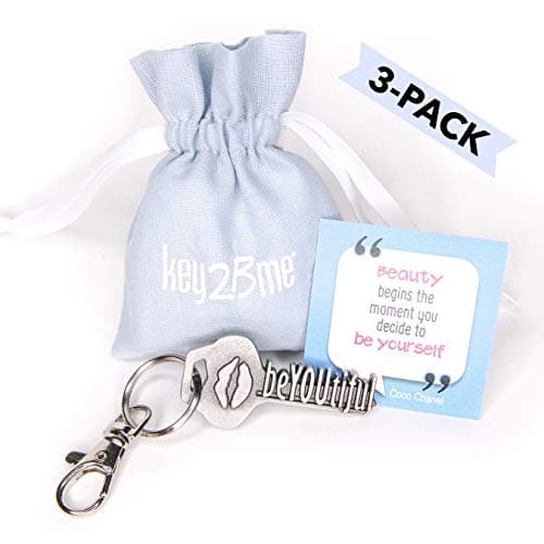 3-Pack key2Bme BeYouTiful Key - Lip Keychain & Inspirational Quote - The Cute Cool Fun Unique Small Gift idea Under $10 for Giving Beauty kiss Lips Teenagers Women Girls mom Friend Bridesmaid