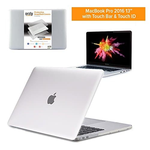 MacBook Pro Case, Orzly Protective SnapShell Cover for MacBook Pro 13.3 inch with Touch Bar &amp; Touch ID 2016 - Semi Transparent White Lid Cover with Solid Housing plus Peripheral Cutouts &amp; Rubber Feet
