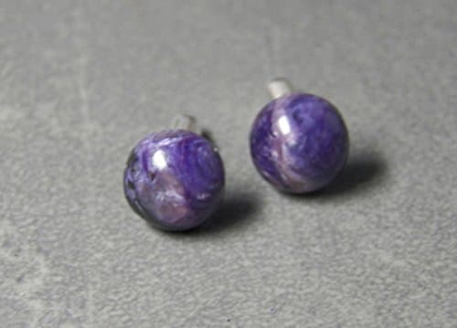 6mm Chariote and sterling silver post earrings