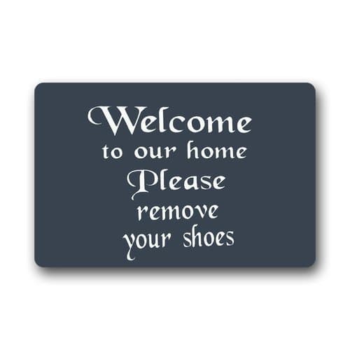 Custom Machine-washable Door Mat Welcome Please Remove Your Shoes Indoor/Outdoor Decor Rug Doormat 23.6"(L) x 15.7"(W)