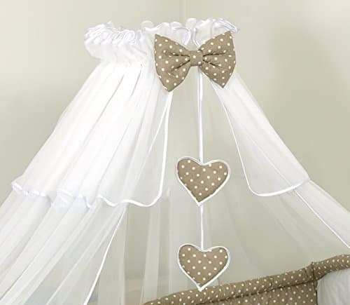 Luxury Baby COT/Bed Canopy Drape-Big 480cm Covers 4 Sides of COT Bed- Without Holder (Beige Polka Dots)