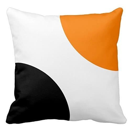 ZKHTO Orange and Black Circles Pattern Throw Pillow Case Cushion Cover Square Decorative Two Sides,Cover Size:20 x 20 Inch(50cm x 50cm)