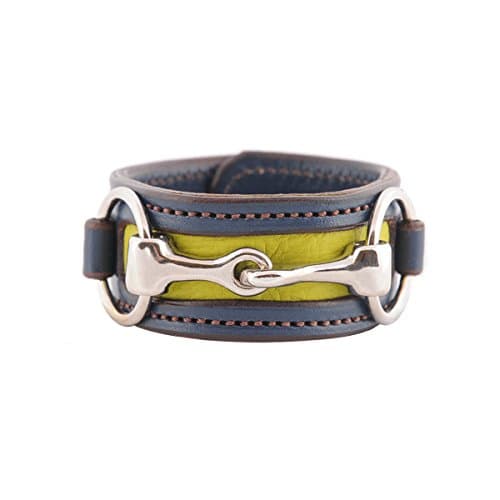 Rebecca Ray DesignsEquestrian Horse Snaffle Bit Two-Tone Leather Cuff Bracelet