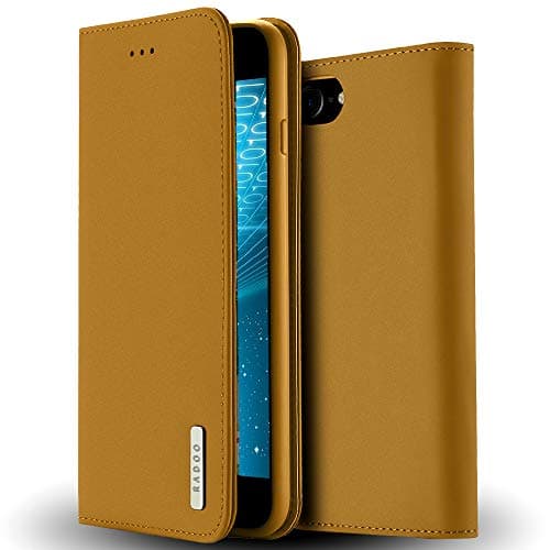 Radoo iPhone 8 Genuine Leather Case,iPhone 7 Case, Luxury Genuine Leather Ultra Slim Style Flip Folio Wallet with Kickstand & Magnetic Closure Shockproof Durable Cover For iPhone 8/iPhone 7,Camel
