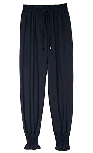 Womens Chiffon Closed-Bottom Solid Loose Empire Waist Plus Size Long Harem Pants,USMedium,Pattern6