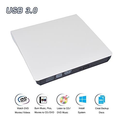 WGIA External DVD Drive, USB 3.0 CD/DVD +/-RW Drive Portable Slim DVD CD ROM Burner Player/Writer/Rewriter High Speed Superdrive for Laptop, Macbook, PC Desktop, Support Windows 7/8/10, Mac OS