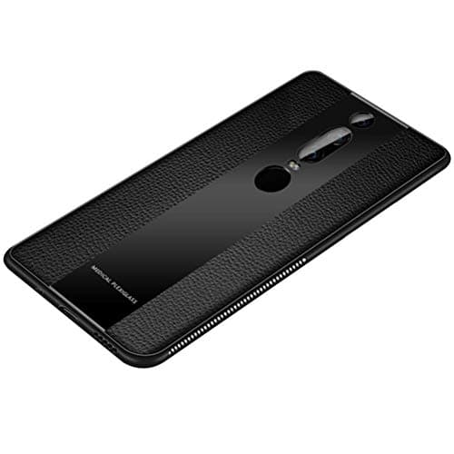 Phone Case, Mate RS PU Leather and Glass Back Shell with Flexible Soft TPU Silicone Frame Shockproof Cover Case for Mate RS Porsche Design 6.0" -Black