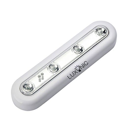 LUXONIC LED Touch induction Light 4 LED Super-bright Energy Saving Battery Powered Night Light Wall Light for Closet Cabinet Stairs Step (1pack, white)